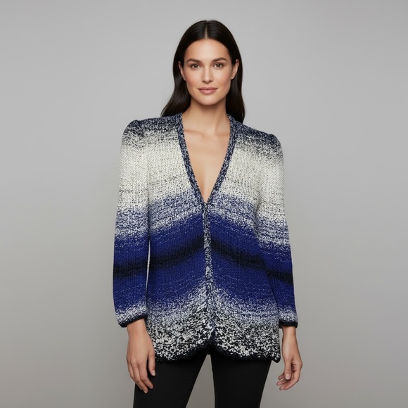 Oscar De La Renta Hand Knit Silk Cardigan Large